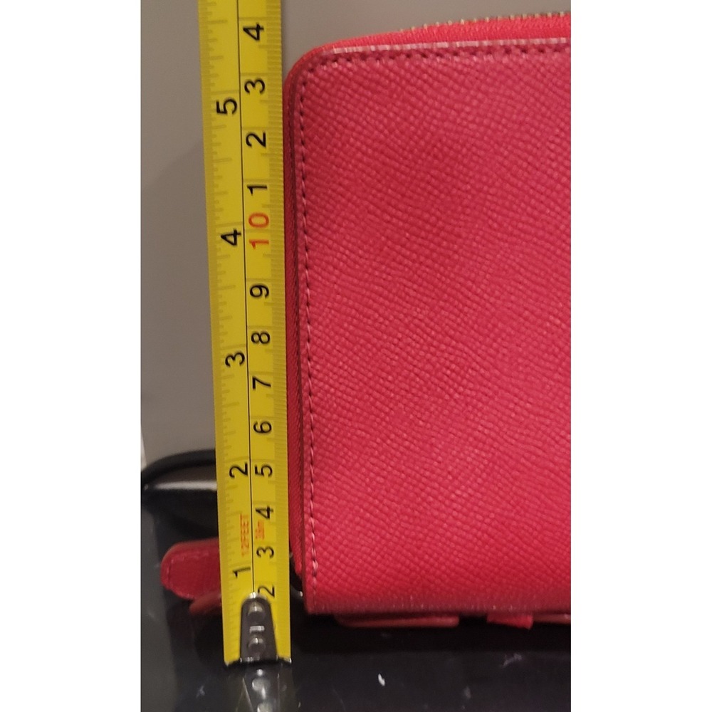 Coach Crossgrain Leather Double Zip Travel Wallet In Red New - Picture 12 of 15